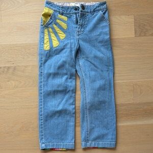 Mini Boden Blue Jeans with Yellow Details
